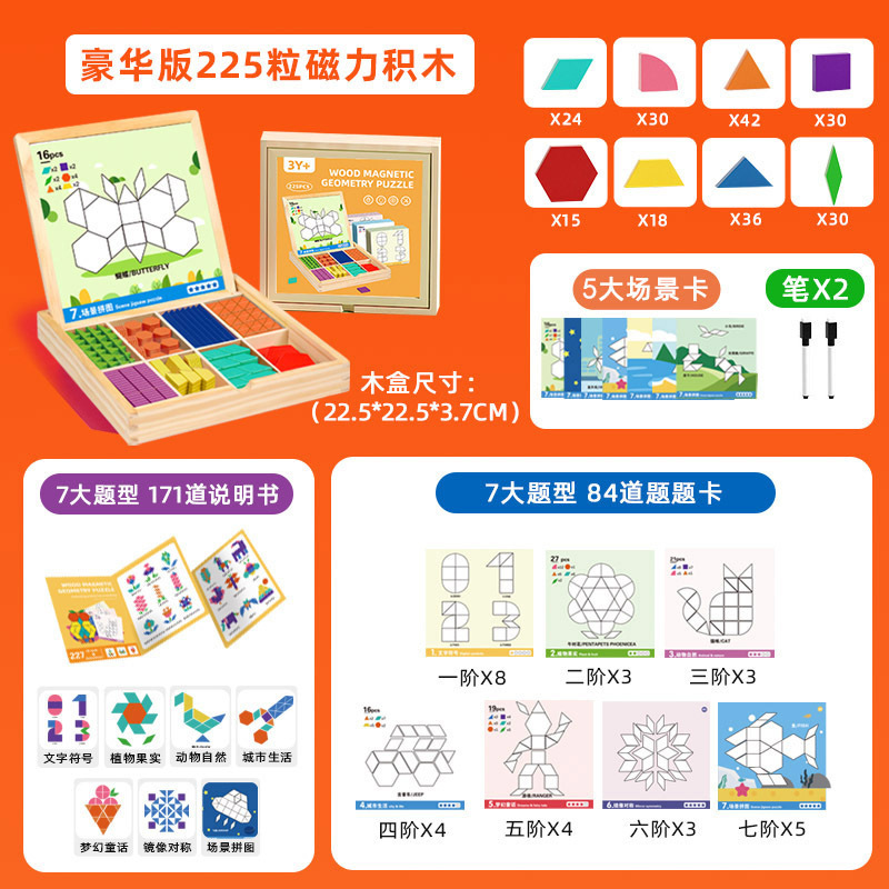 磁力拼图3到6岁儿童益智七巧板玩具思维训练智力磁性立体几何积木|undefined