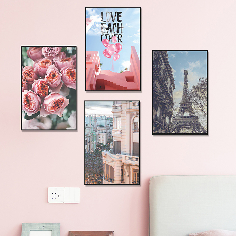 Sticker Mural Cadre Photo Rectangulaire Avion De Construction De Ville De Fleur De Mode display picture 4