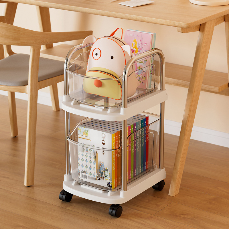 Magic Pulley Book Bag Cabinet Removable Book Bag Storage Rack Placement Rack under the Table Household Trolley Plastic