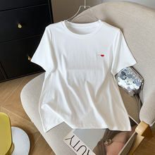 实拍 现货 夏季新款ins设计感纯色圆领短袖体恤时尚简约T恤女