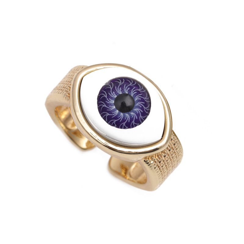 Adjustable Ring Size Fashion Devil's Eye Copper Rings Inlay Zircon Copper Rings