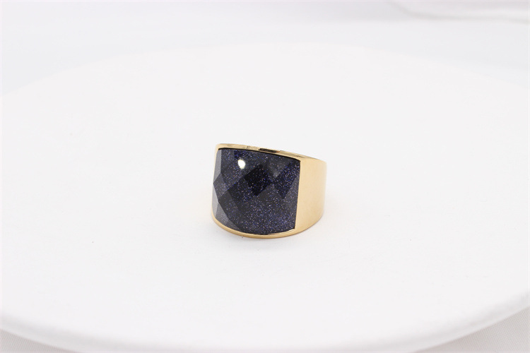 Titanium Steel Material Ethnic Style Square Titanium Steel Inlay Cat's Eye Stone Men's Rings Punk Rings