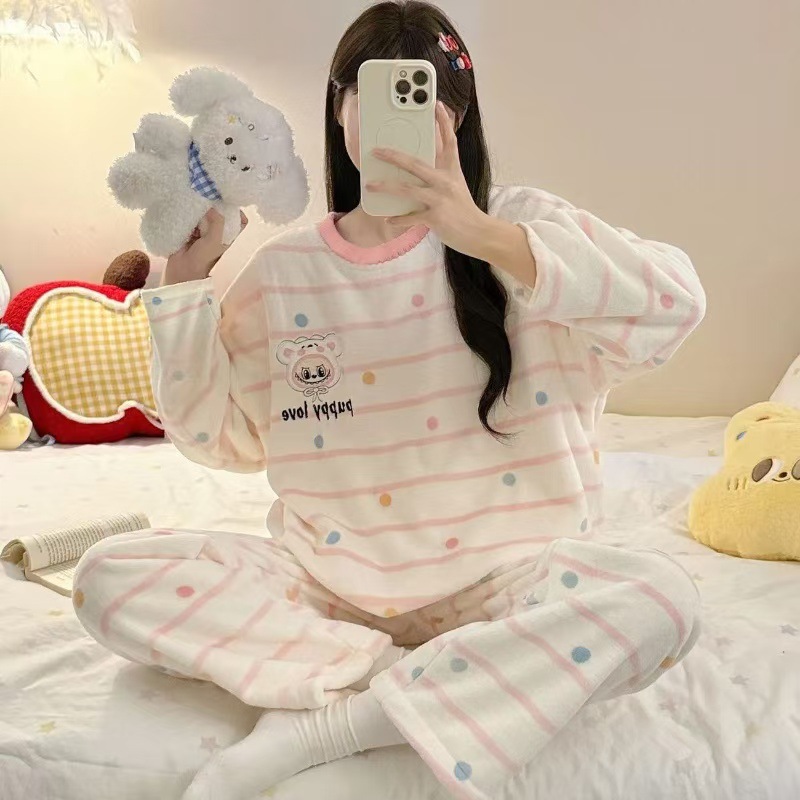 (신상) 핑크 스트라이프 컬러 도트