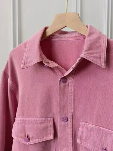 2024 Spring and Autumn New Fashion Pink Denim Jacket Women's Design Loose Casual BF Style Versatile Jacket Top