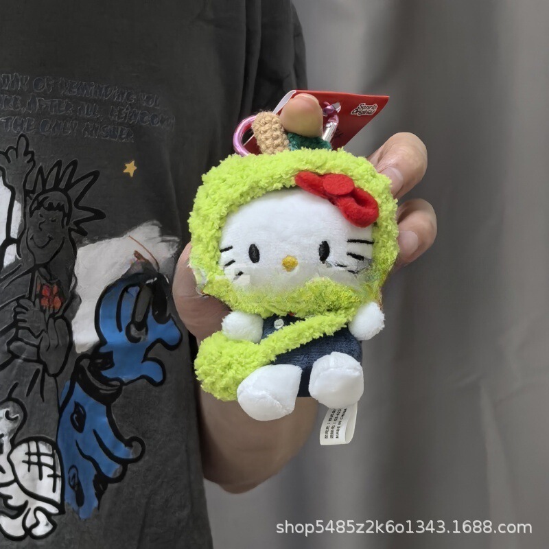 黑色草帽kitty帽宝宝挂件爱心扣公仔玩偶可爱赫本风挂饰钥匙扣|undefined