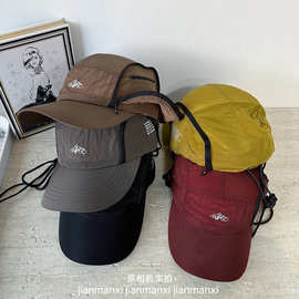 日系户外防风绳鸭舌帽子女速干露营防晒遮阳帽子男情侣款徒步帽