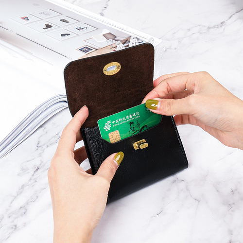 Korean Version New Small Wallet for Women Soft Leather Thin Strap Clasp Solid Color Simple Student Coin Purse Multi Card Slot Wallet for Women