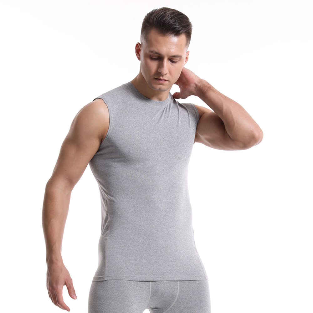 PRO sports vest for men, quick-dry, high-elasticity, tight-fitting clothing for fitness, basketball, running, training, short-sleeve t-shirt, base layer top