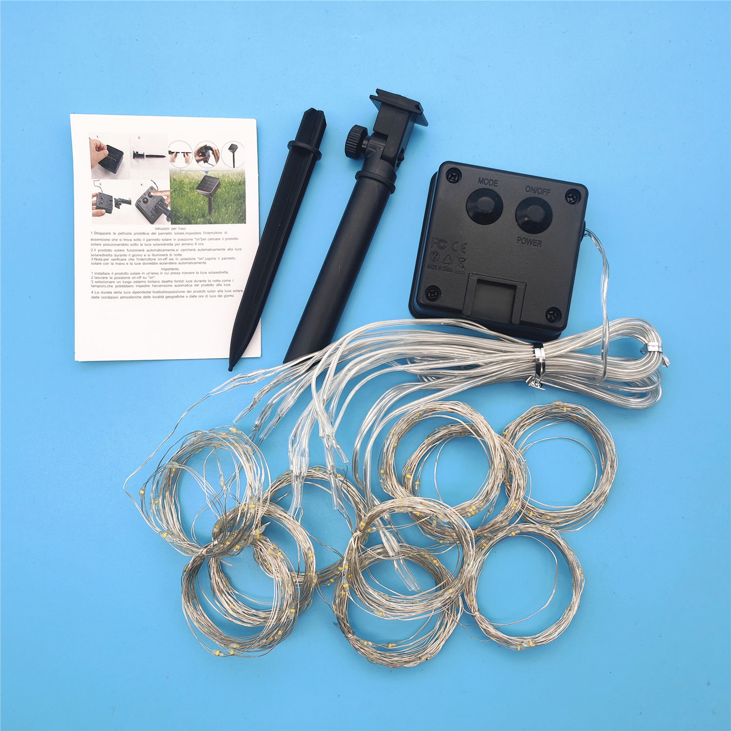 Batería USB lámpara de cable solar LED lámpara de cadena lámpara cortina camping gazebo patio luces de decoración al aire libre control remoto