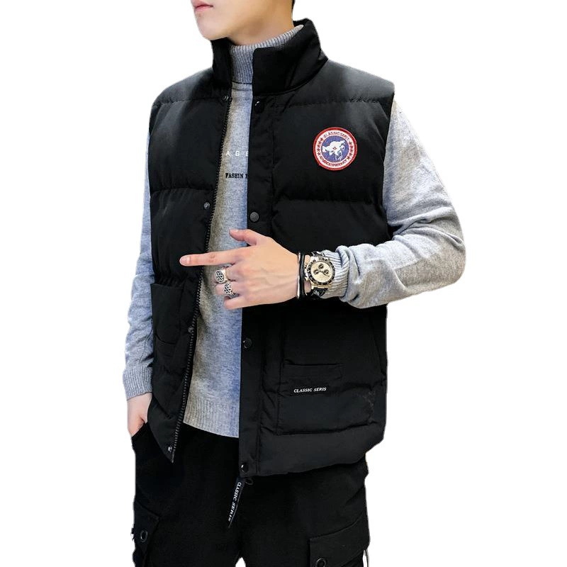 Trend vest with down sleevless, camouflage down jacket for leisure, Korean style, plus size