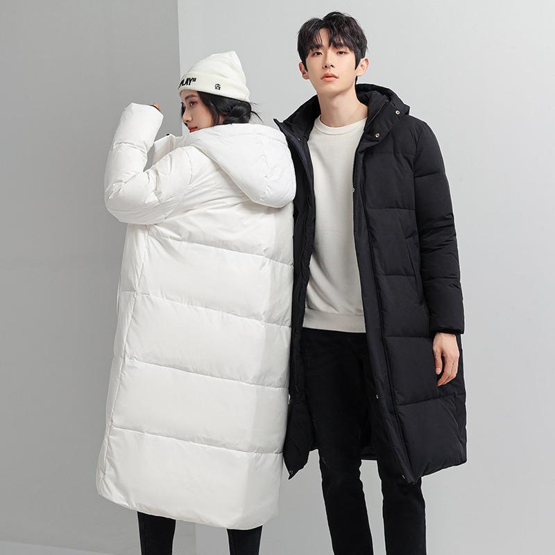 Men's Clothing men's and women's Silk cotton jacket winter new mid length fashionable thickened over knee white duck Silk cotton jacket_voghion.com