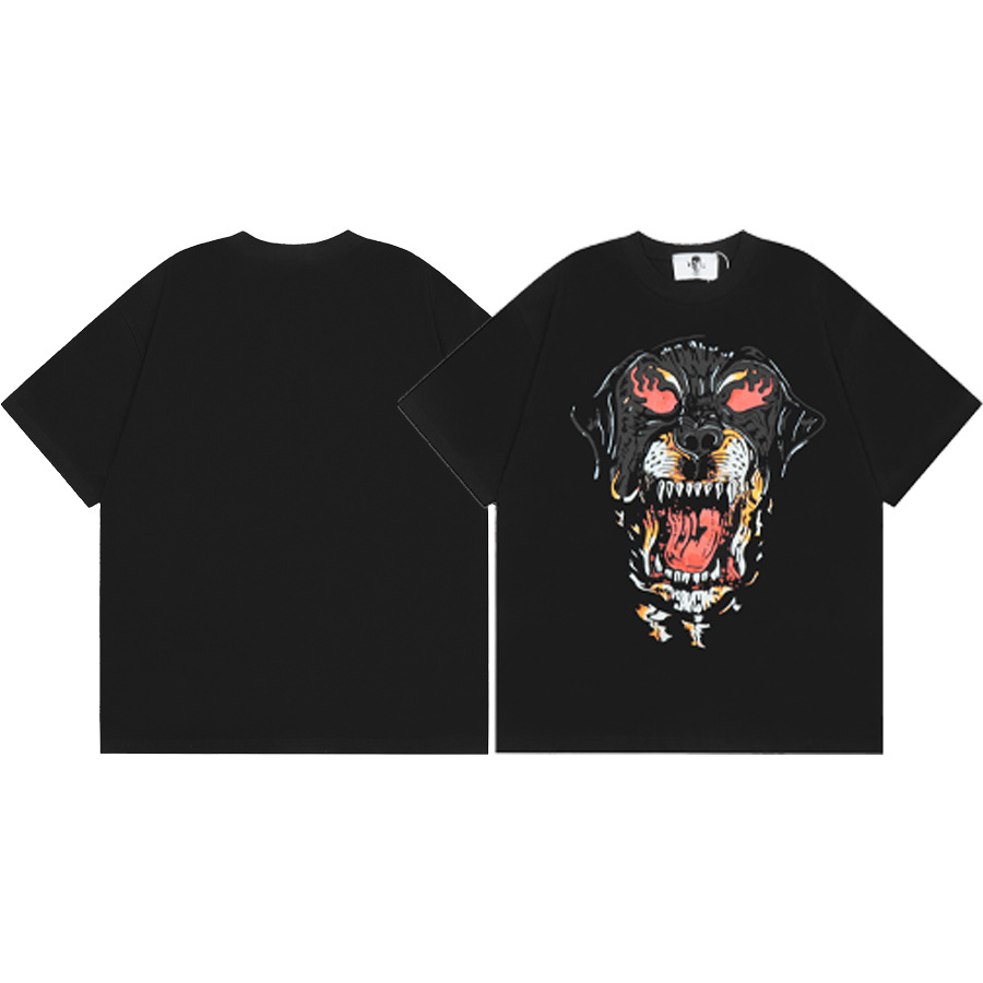 American WARREN LOTAS marca compartida con estampado de personaje de calavera masculina suelta cuello redondo camiseta de manga corta marca de moda