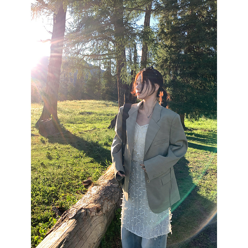 Baishi Wang Early Autumn Old Money Cool Elegant Suit Jacket Female Small Man Loose and Relaxed Suit