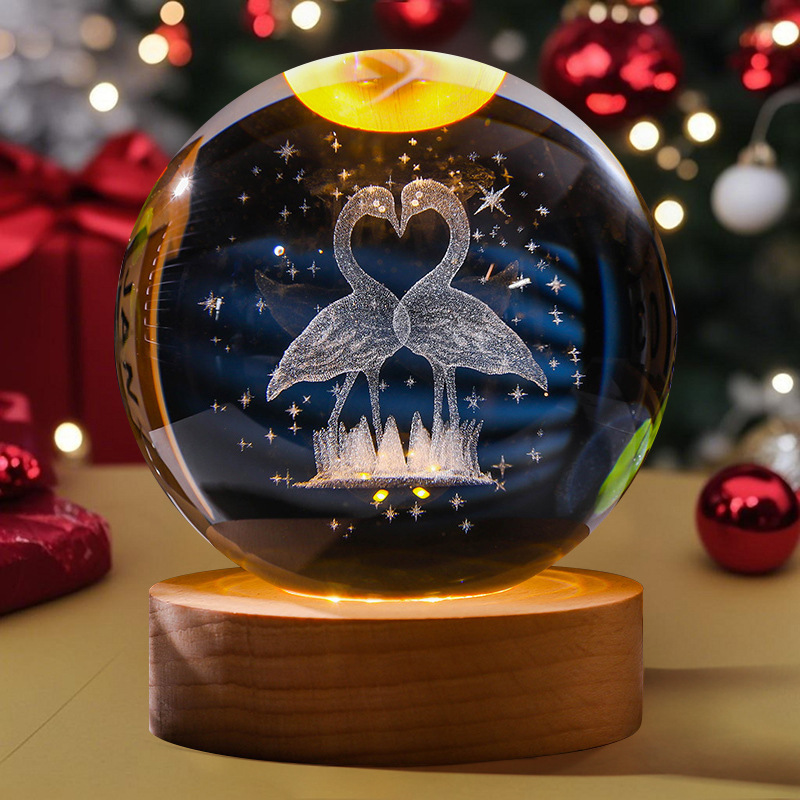 Astronauta luminosa bola de cristal lámpara de noche 3D escultura decoración de mesa para reuniones de estudiantes regalos personalizados