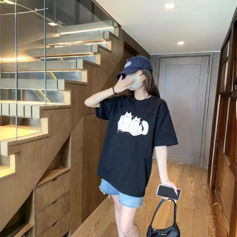 Ader Short-Sleeved T-Shirt Women's 2024 Spring New Fashion Brand Women's Loose Printed Bottoming Shirt Top