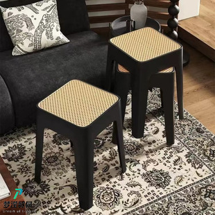 2024 New Cut Out Plastic Stool, Comfortable and Thickeneded for Long Periods of Sitting, Thickeneded, Extra Thick, Modern Stackable Retro Stool