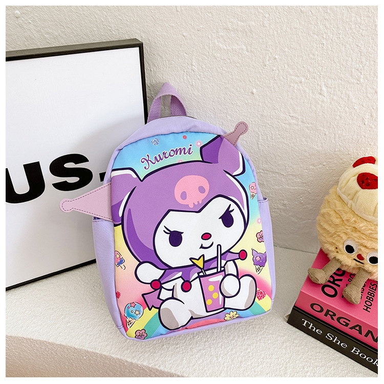 The new 2024 Kuromi kindergarten backpack is cute and cartoonized. It's a lightweight schoolbag and a cute snack bag for kids undefined