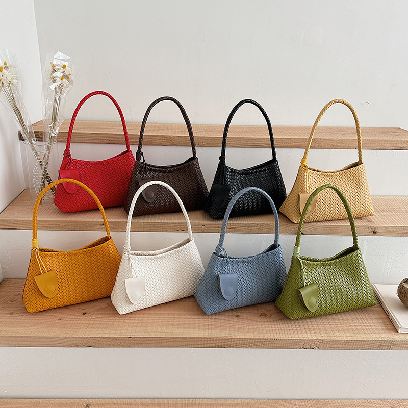 Korean Niche Handmade Woven Underarm Bag for Women, Fashionable Casual Handbag, Large Capacity Shoulder Bag for Women