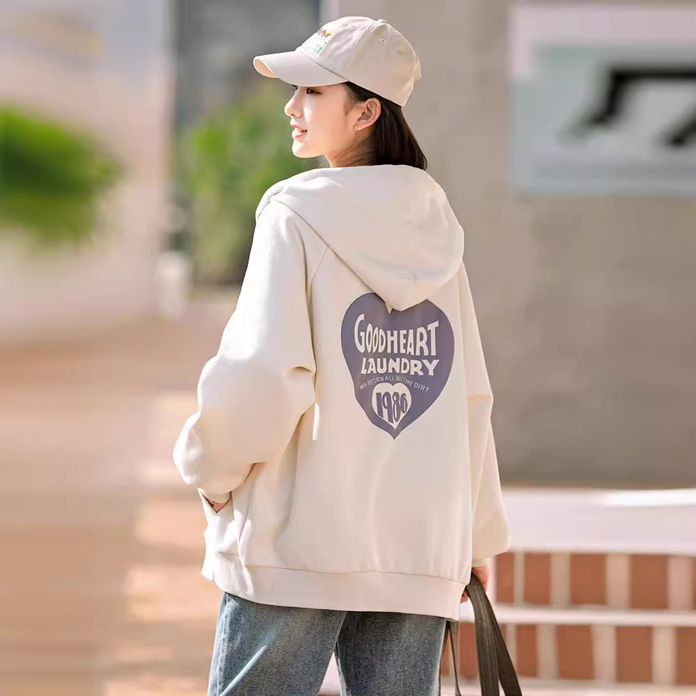 3010女大童外套春装新款洋气中学生时尚宽松连帽卫衣运动休闲外套