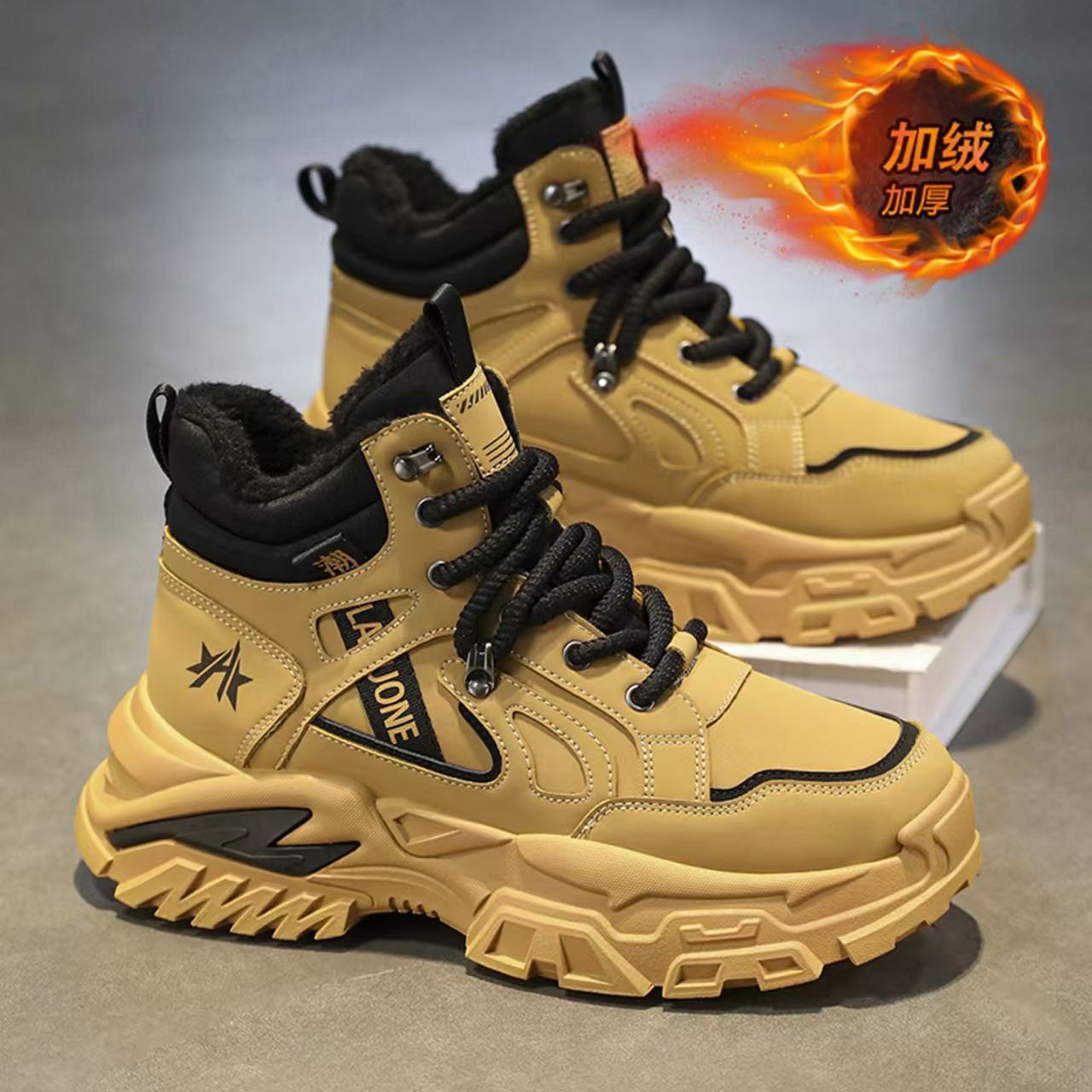Zapatos de invierno de hombre de alta calidad 2025, nuevos zapatos de algodón cálidos y gruesos, zapatos deportivos de papá, botas de nieve al aire libre del noreste