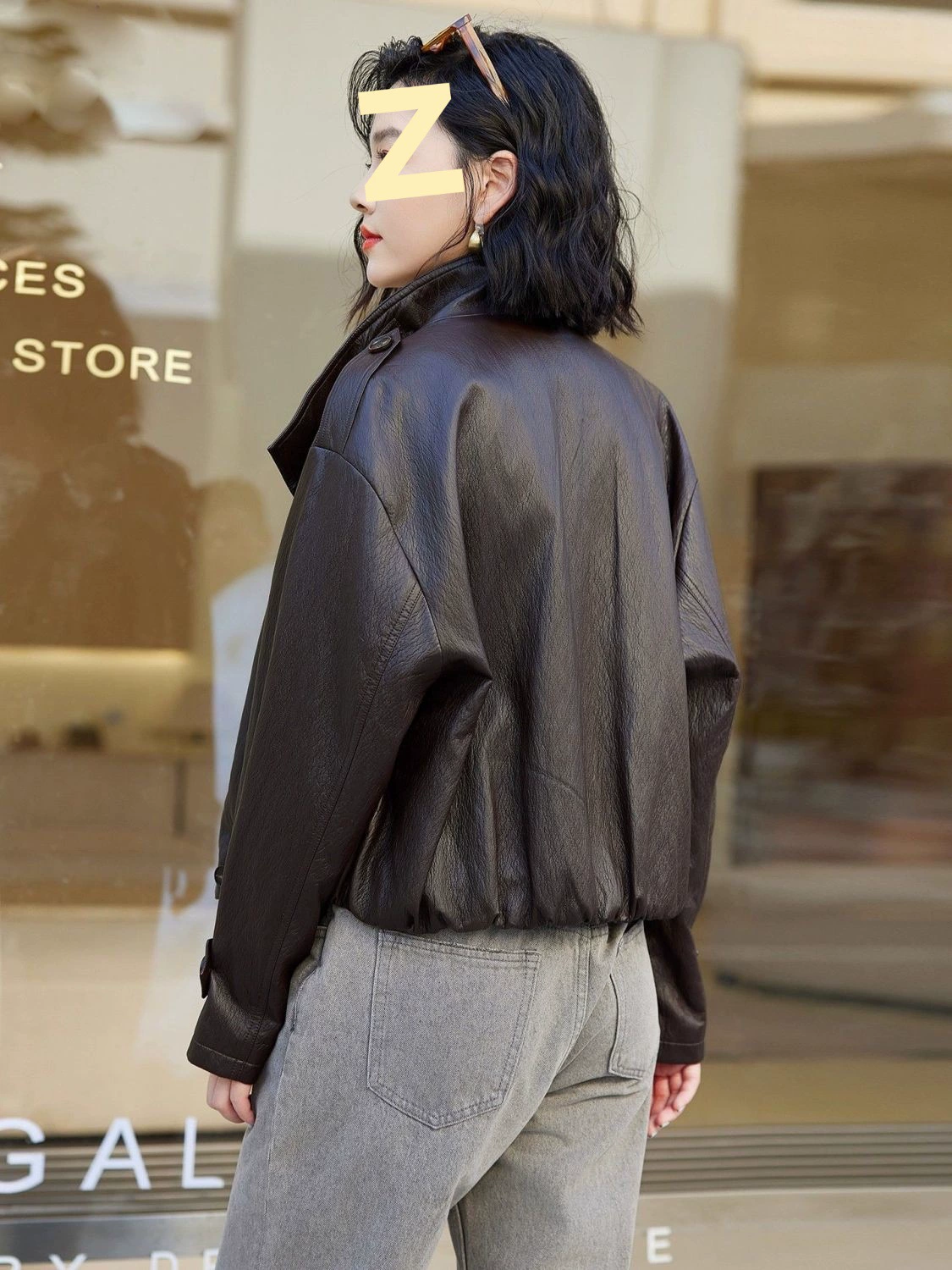 Autumn retro polyurethane short jacket, for teenagers