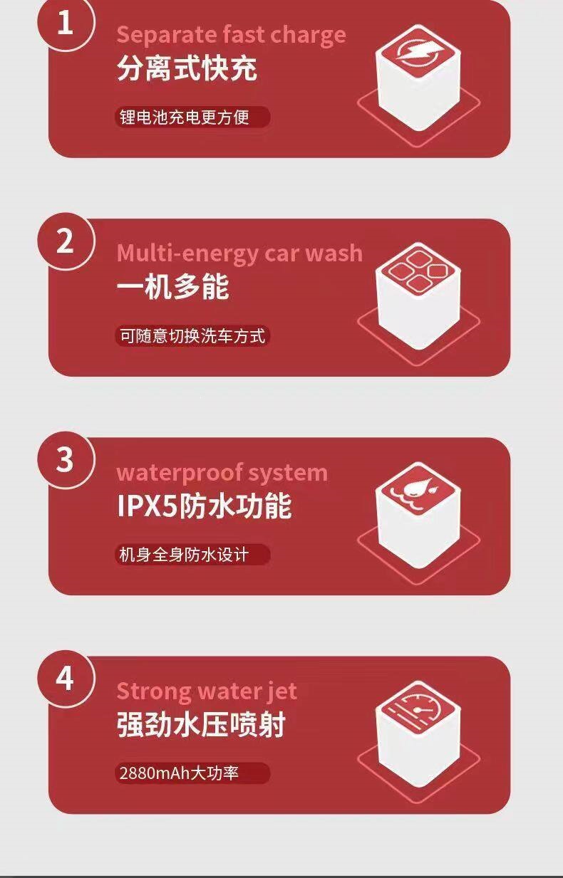 Suitable for German high-tech high-pressure water gun, wireless lithium battery car wash machine, high-power turbo floor cleaning pump