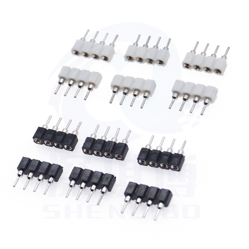 2.54mmピッチ4p丸穴排母金外錫ブラック/ホワイトrgb 5050 ledランプコネクタ付|undefined