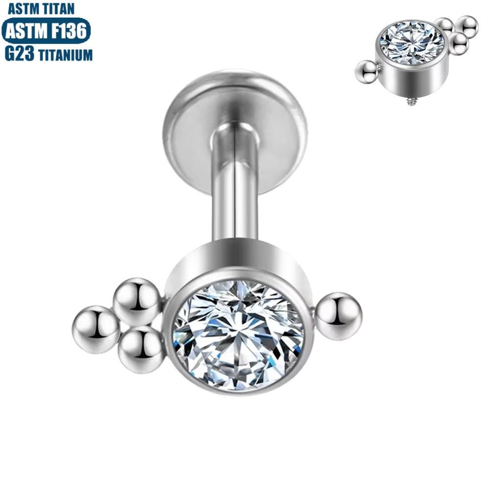 Labret stud lip piercing jewelry styling detail
