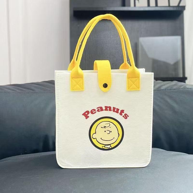 新款卡通毛毡手提袋可爱印花学生妈咪上班拎包百日礼品卡通购物袋