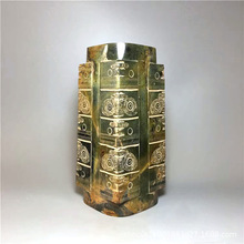 古玉老玉仿古老岫玉良渚文化兽面纹玉琮摆件 古董老玉器杂项收藏