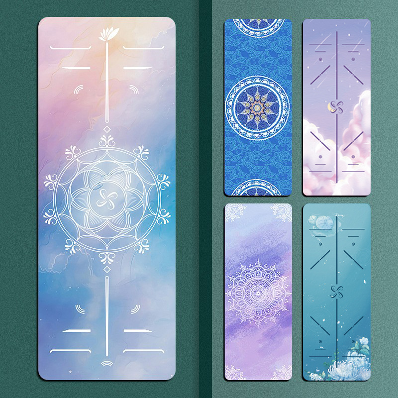 可折叠超薄橡胶麂皮绒折叠瑜伽垫体位线垫防滑垫健身运动瑜伽毯子