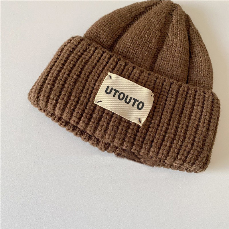 ins bebés coreanos de color sólido extranjero para niños madres y bebés sombreros de lana otoño y invierno estilo coreano sombreros de punto versátiles