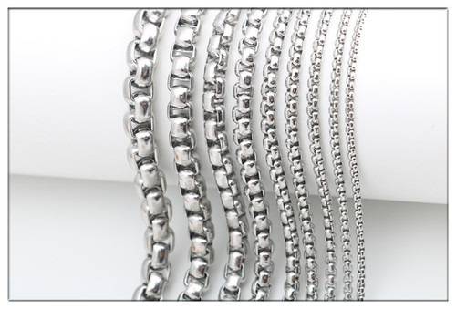 Stainless steel square pearl chain with interlocking rings, DIY accessory chain, compatible with bags and backpacks, wholesale
