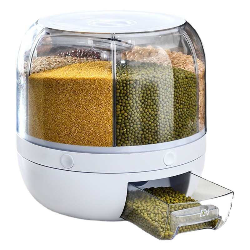 Compartimiento de grano giratorio sellado para el hogar Cubo de arroz a prueba de insectos a prueba de humedad caja de almacenamiento de arroz separada caja de almacenamiento de grano