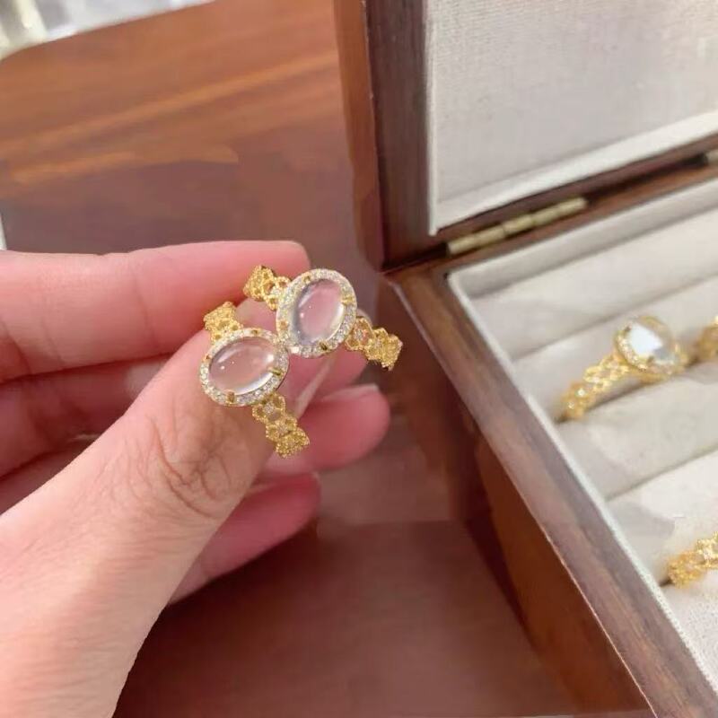 New Chinese Style White Moonlight Ice Transparent Imitation Chalcedony Ring for Women, Light Luxury Niche High-End Ring, Exquisite and Versatile Trendy Hand Jewelry New Chinese Style White Moonlight Ice Transparent Imitation Chalcedony Ring for Women, Light Luxury Niche High-End Ring, Exquisite and Versatile Trendy Hand Jewelry