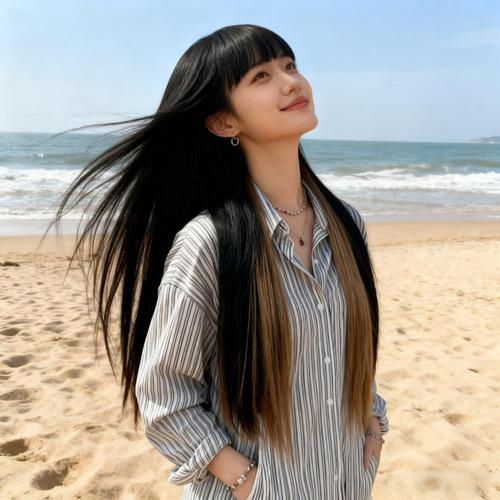 Dance Douyin style false hair for women, comic bangs, long straight hair, Fu Jiang clip-on, gradient color, high temperature silk, full headset