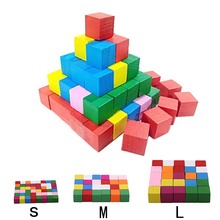 彩色儿童DIY拼装立体方块玩具 木质正方形儿童早教益智小玩具