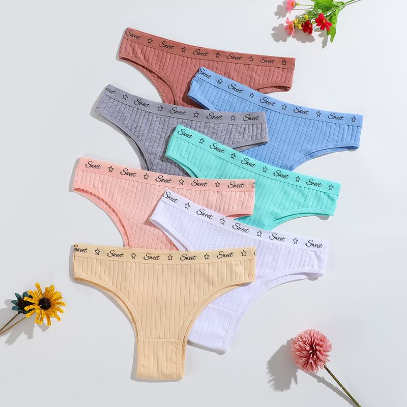 New Pure Cotton Drawstring Women's Briefs Solid Color Brazilian Panties Tummy Control Breathable Double-Layer Young Girl Underwear Factory Direct Supply