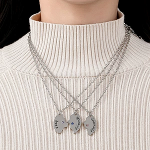 New Stylish Bestfriend 3-Person Alloy Necklace with Circle Elements for Men and Women