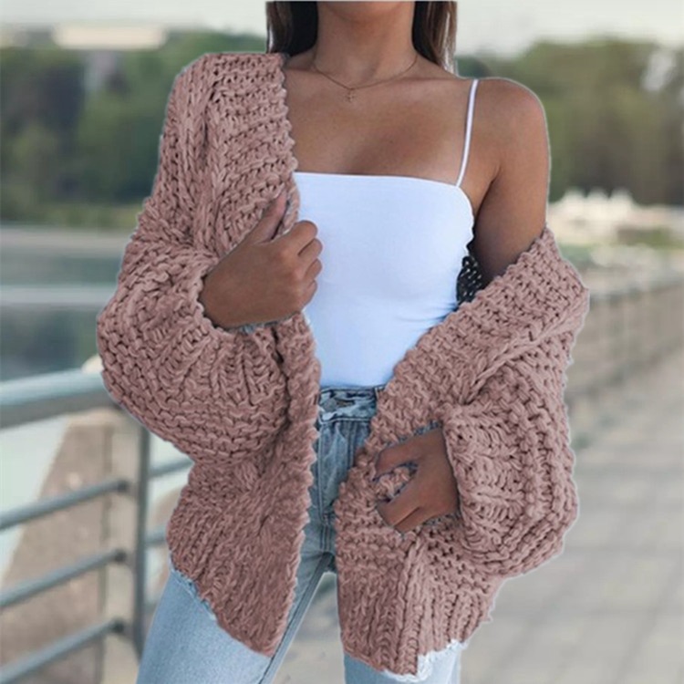 AliExpress Comercio exterior nuevo cardigan Batwing suéter de manga larga felpa suelta más tamaño prendas punto desgaste exterior superior