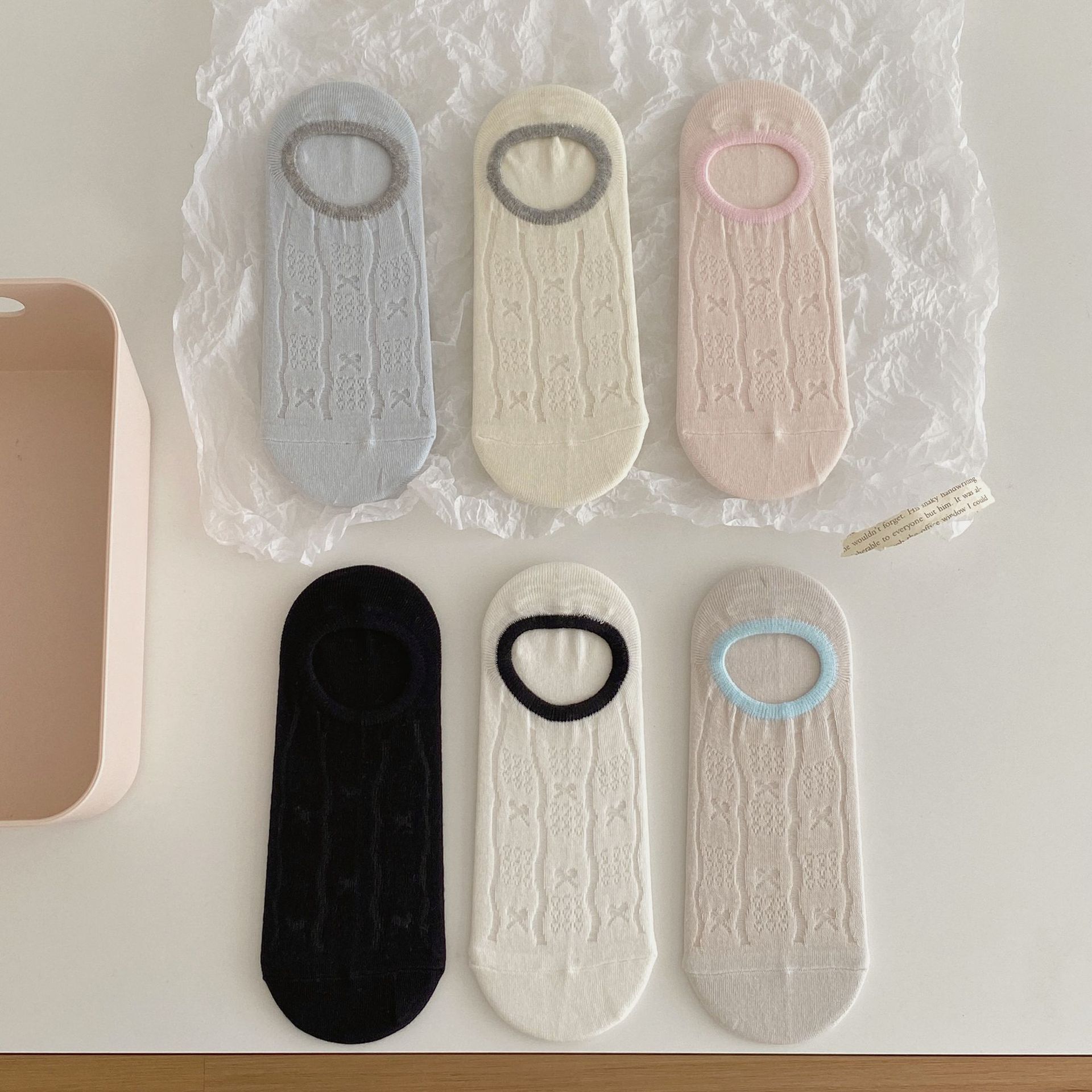 Women's Summer Thin Boat Socks Cotton Glass Silk Short Socks Low-Cut Sweat-Absorbent Breathable No-Slip Invisible Socks Wholesale