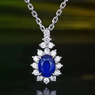 New Fashion Pendant Jewelry All-match Princess 0.95 karat 18K Gold Natural Royal Blue Sapphire Pendant