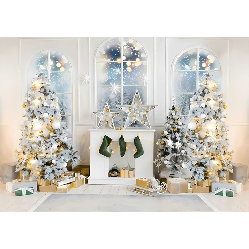 2025国境を越えたアマゾンのギフトボックスクリスマスのドアの幅の背景の布の丸い写真の道具のパーティーの装飾の旗|undefined