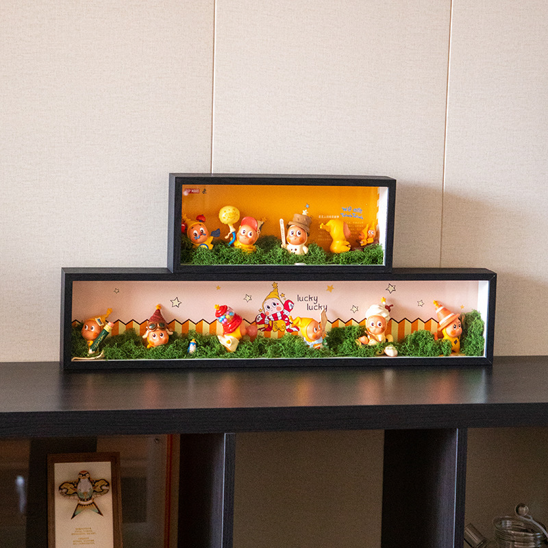 Hollow Three-Dimensional Blind Box Photo Frame Bubble Mart Cute Star Man Storage Box Display Dust-Proof Photo Frame Table Decoration