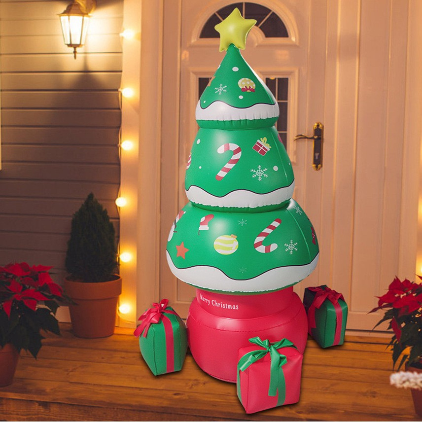 Jul PVC oppustelig juletræ havedekoration Lysende LED lys oppustelig ferie dekoration_voghion.com