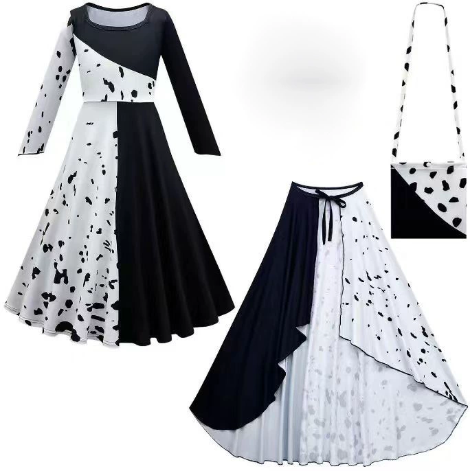 2024 Трансграничная амазонка 101 верная собака черно-белая ведьма Куйла косплей костюм Cruella Hansheng