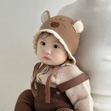 婴儿帽子秋冬季宝宝毛线帽婴幼儿男护耳防风针织加厚新款冬季保暖