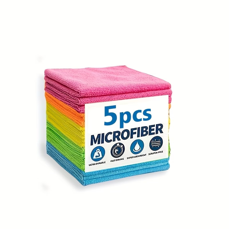 Cross-Border Temu Multifunctional Kitchen Cleaning Cloth, Solid Color Microfiber Scouring Pad, Strong Water Absorption Kitchen Towel