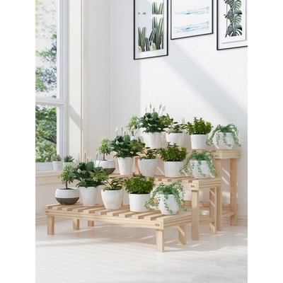 Flower bed indoor Floor type solid wood New Chinese style Flower trellis a living room balcony woodiness Potted plant Decoration Shelf Shelf