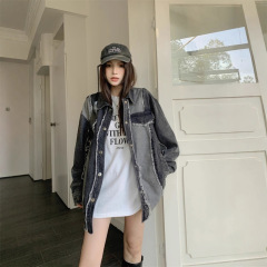 大码设计感毛边牛仔外套女宽松2025年新款韩版ins洋气夹克上衣潮